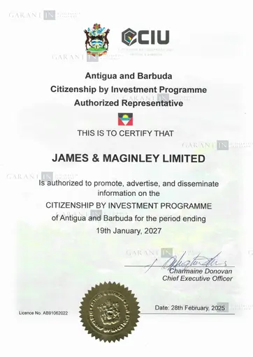 Certificate of garant in