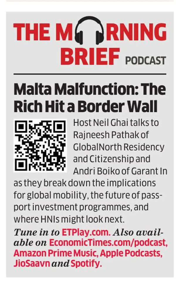 Malta Malfunction: The Rich Hit a Border Wall. The morning brief podcast: listen on Spotify. 