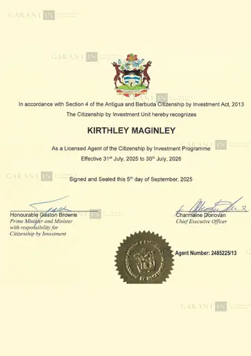 Certificate of garant in